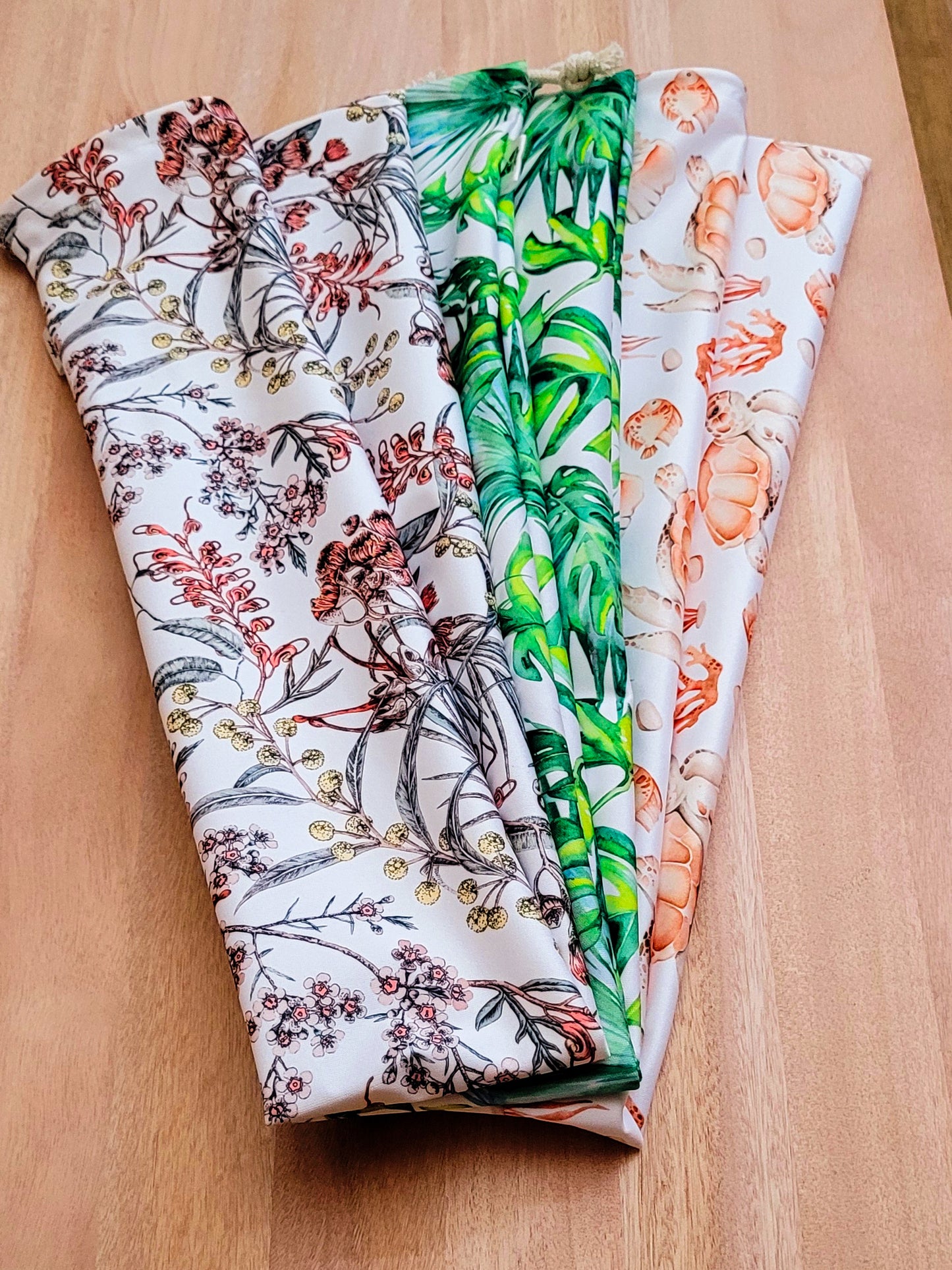 Pack of 3 Natural Tropical, Grevillea & Timmy Turtle Door Draught Stopper