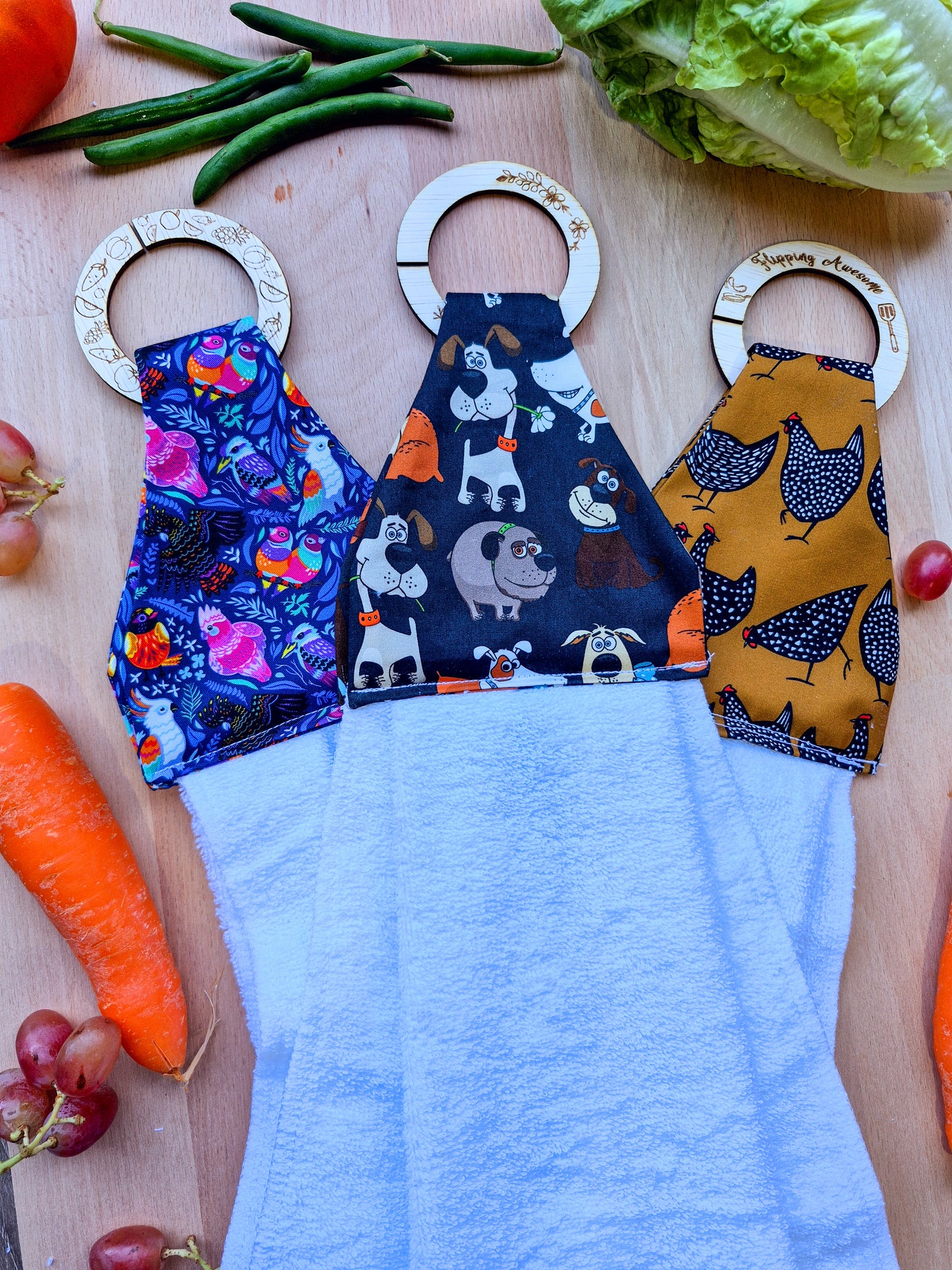 3 Pack Animals Hanging Towels