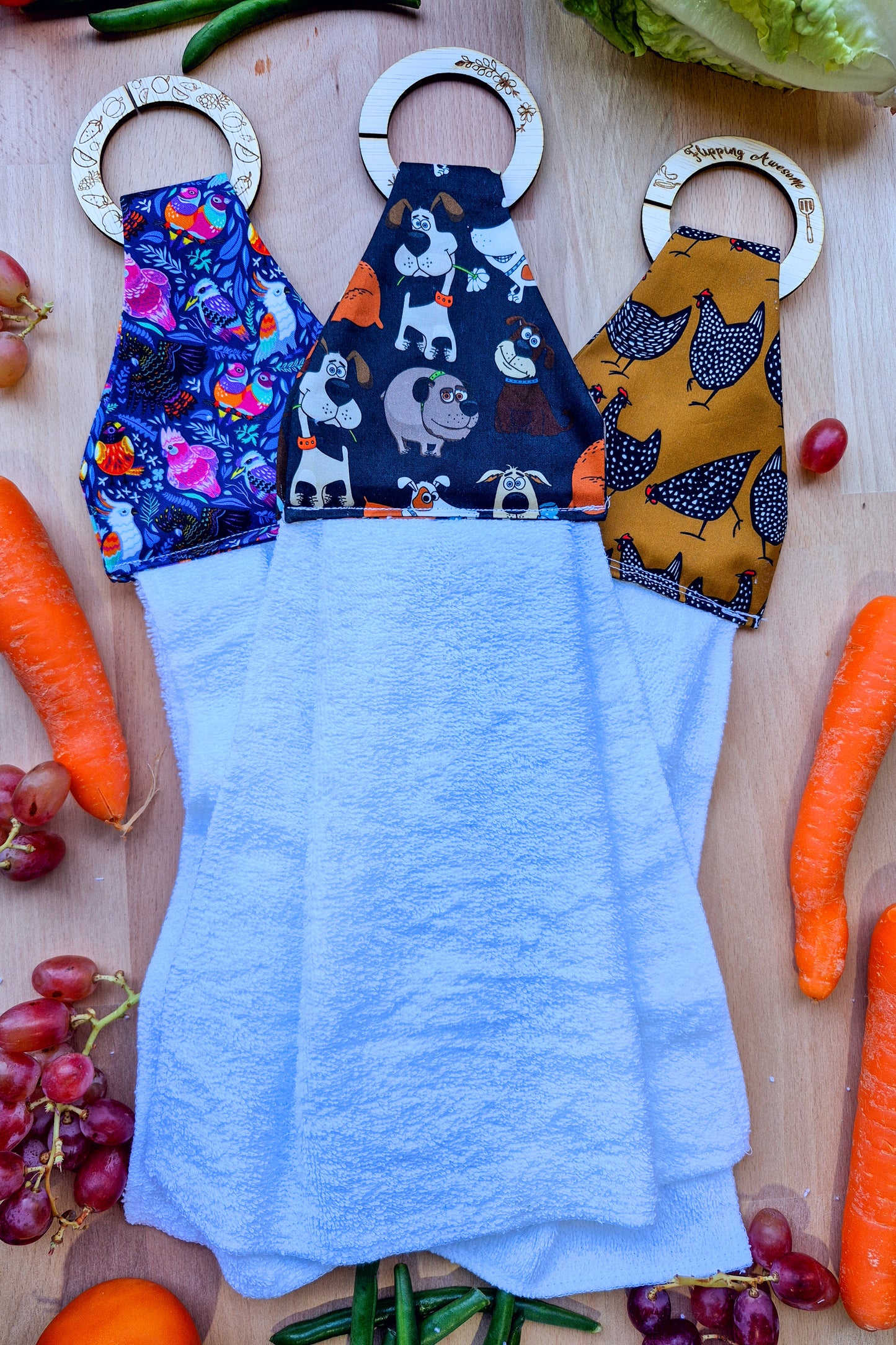 3 Pack Animals Hanging Towels