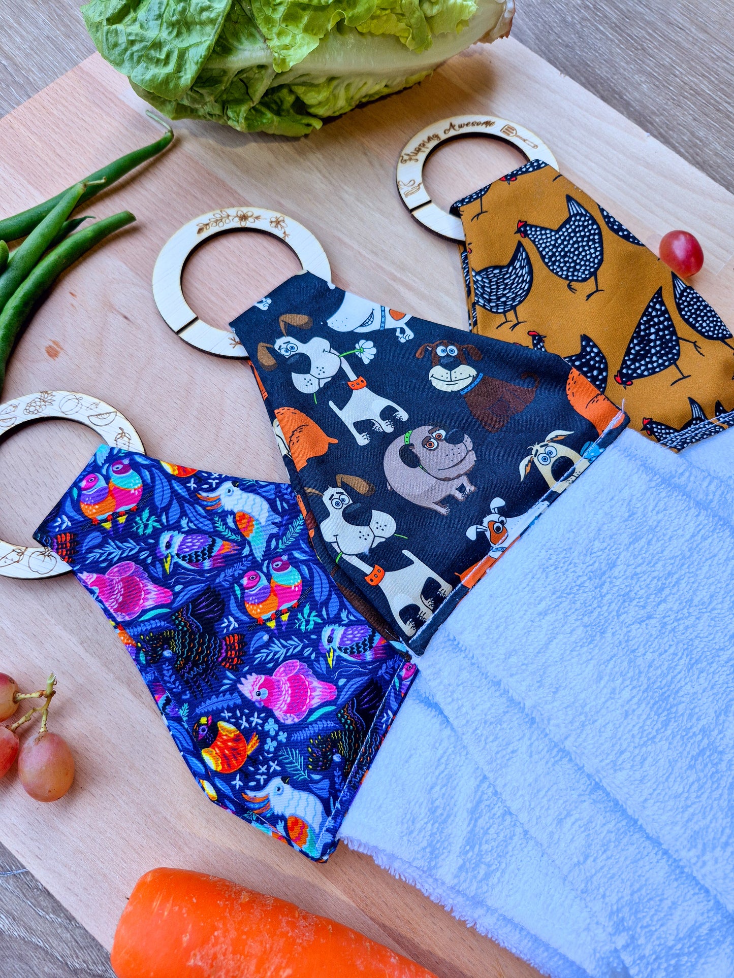 3 Pack Animals Hanging Towels