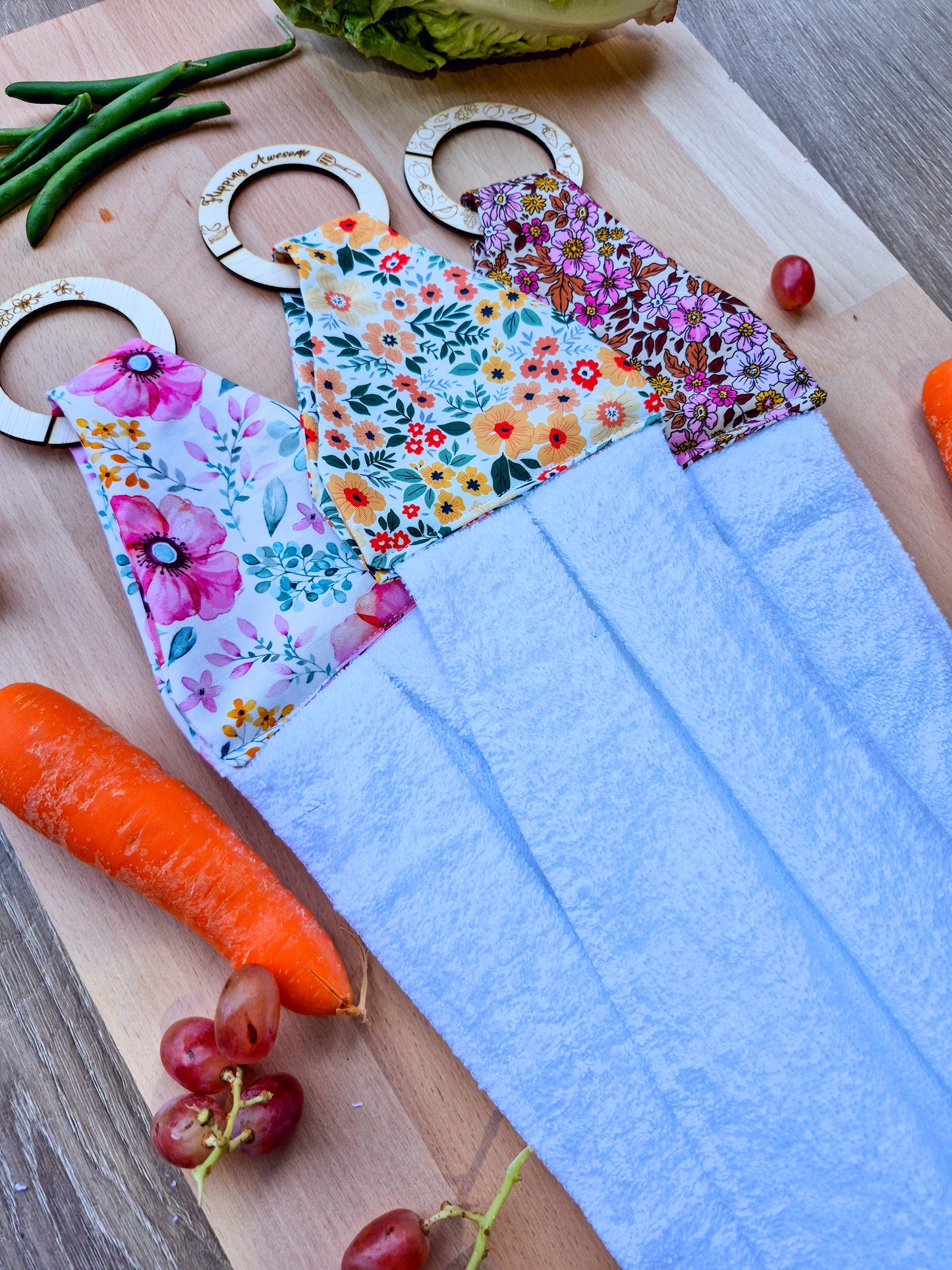 3 Pack Floral Hanging Towel
