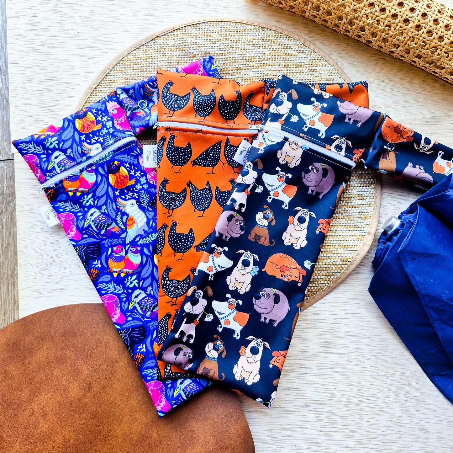 Pack of 3 Animals Umbrella Bag Birds of Australia, Dogs and Flappy