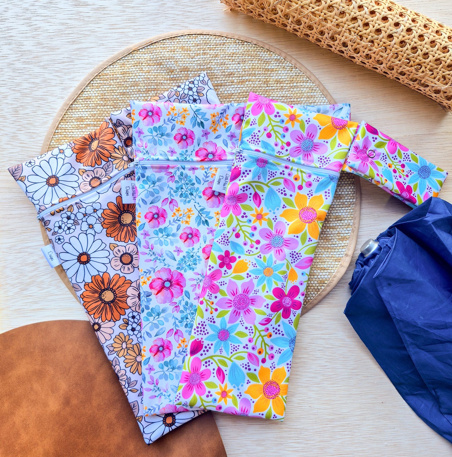 Pack of 3 Floral Umbrella Bag Summertime, Burnt Dandy & Pretty In Pink