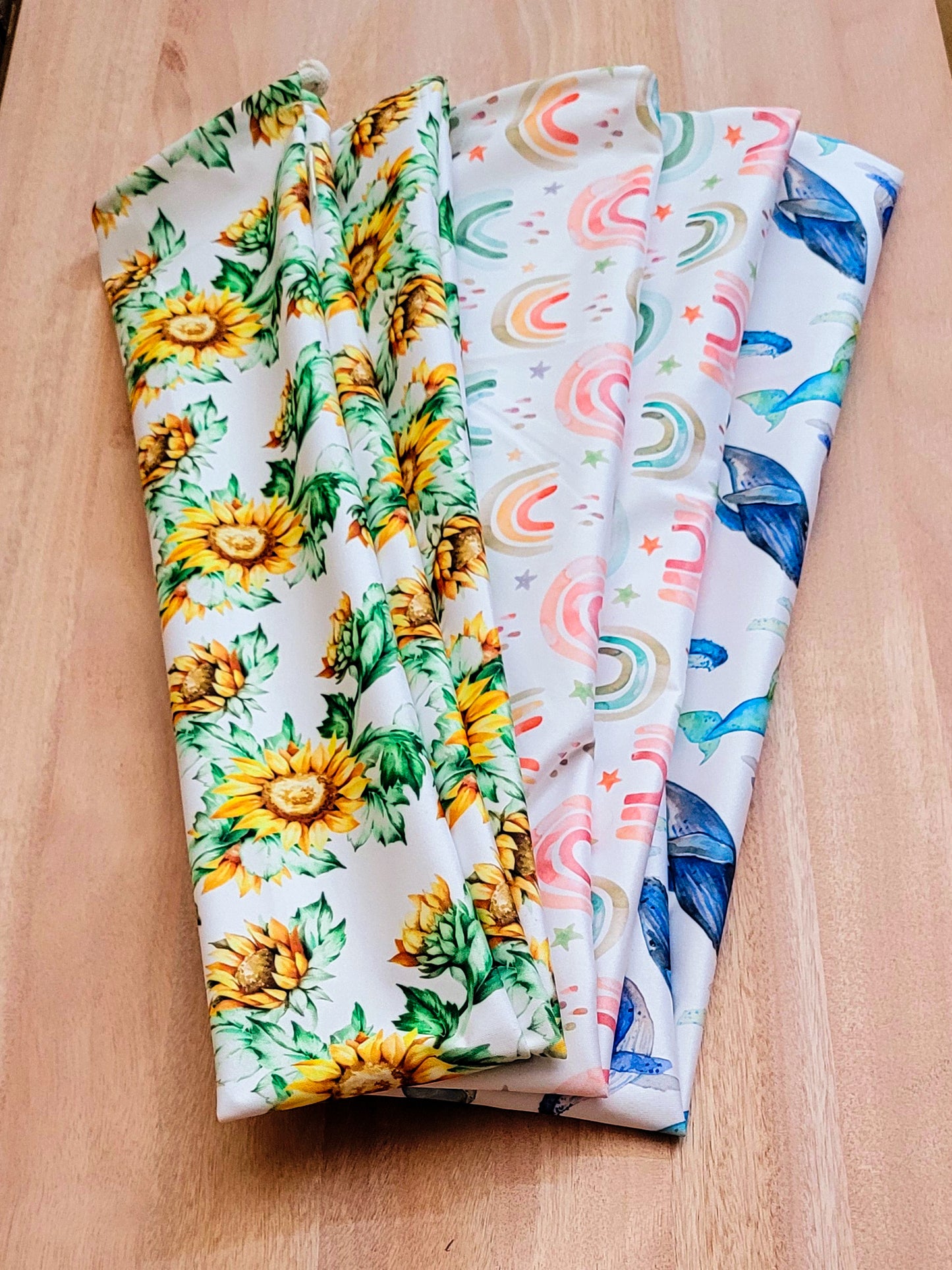 Pack of 3 Happiness - Rainbows, Whales & Sunflowers Door Draught Stopper