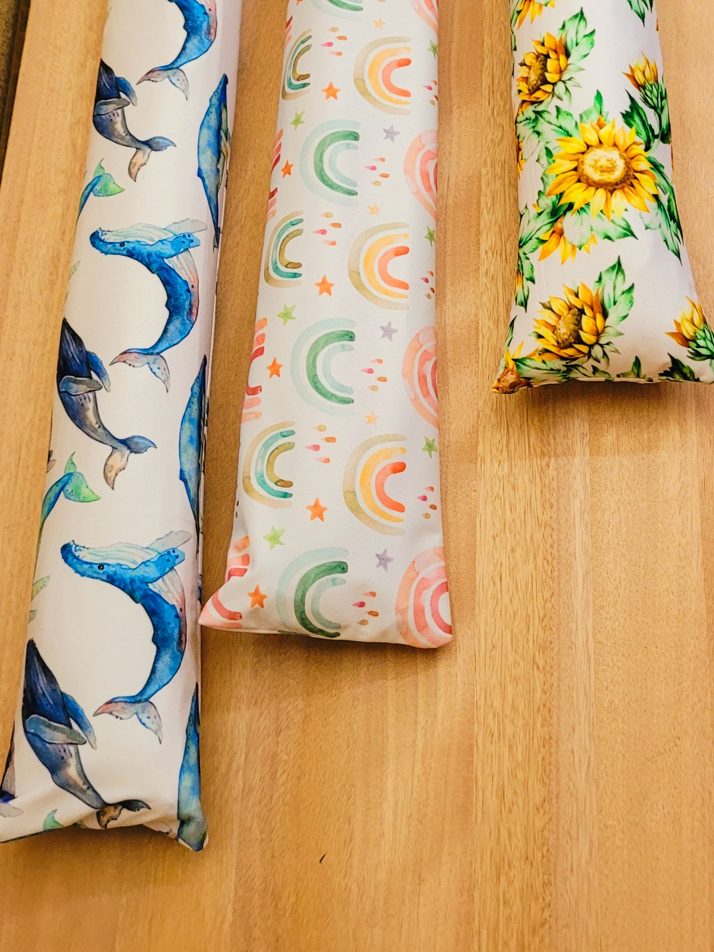 Pack of 3 Happiness - Rainbows, Whales & Sunflowers Door Draught Stopper