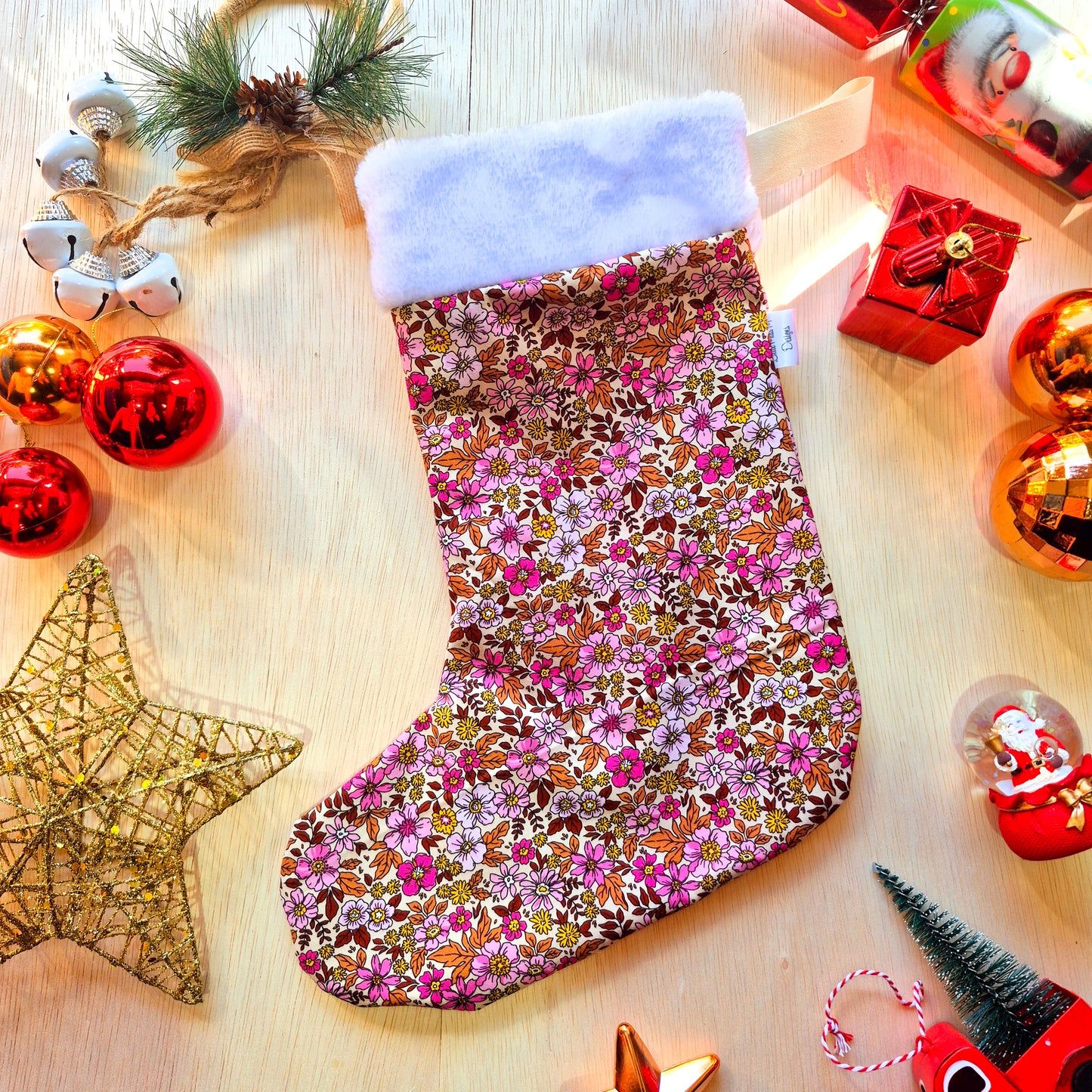 3 Pack Floral Christmas Stocking