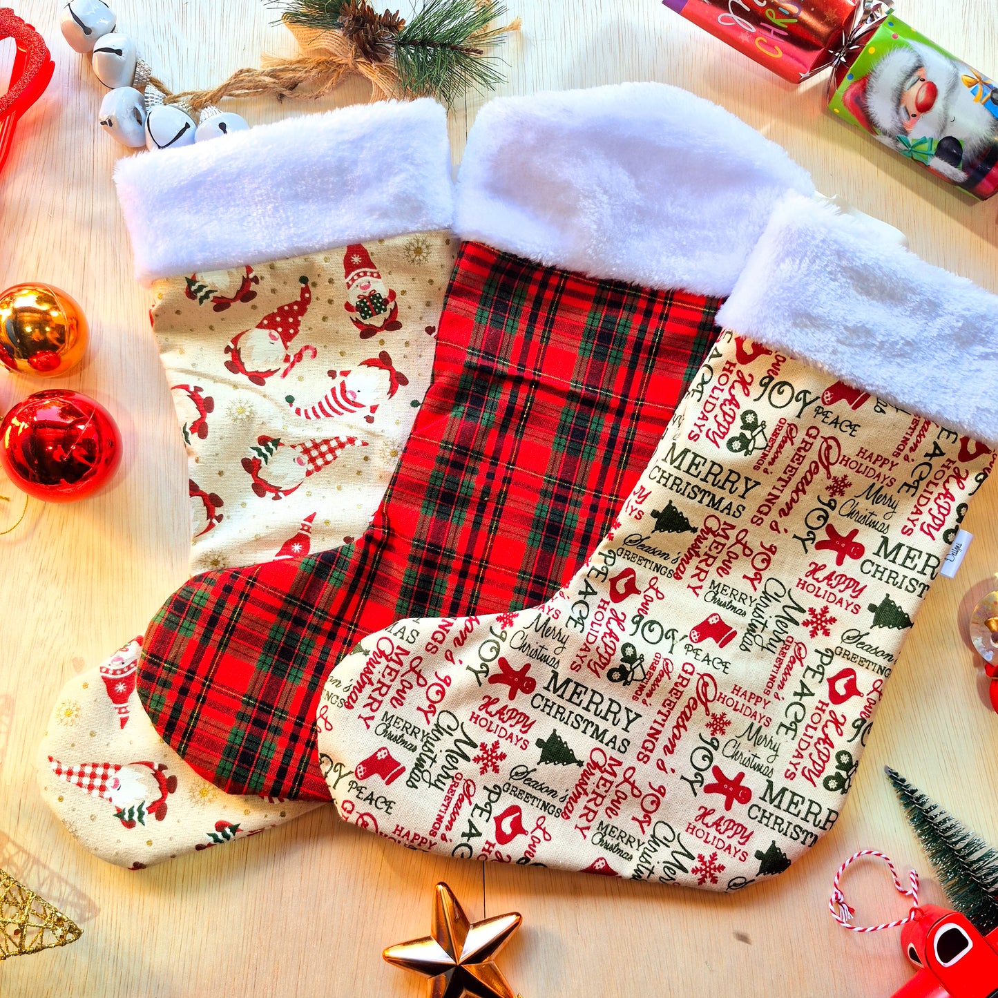 3 Pack Holiday Greetings Christmas Stocking