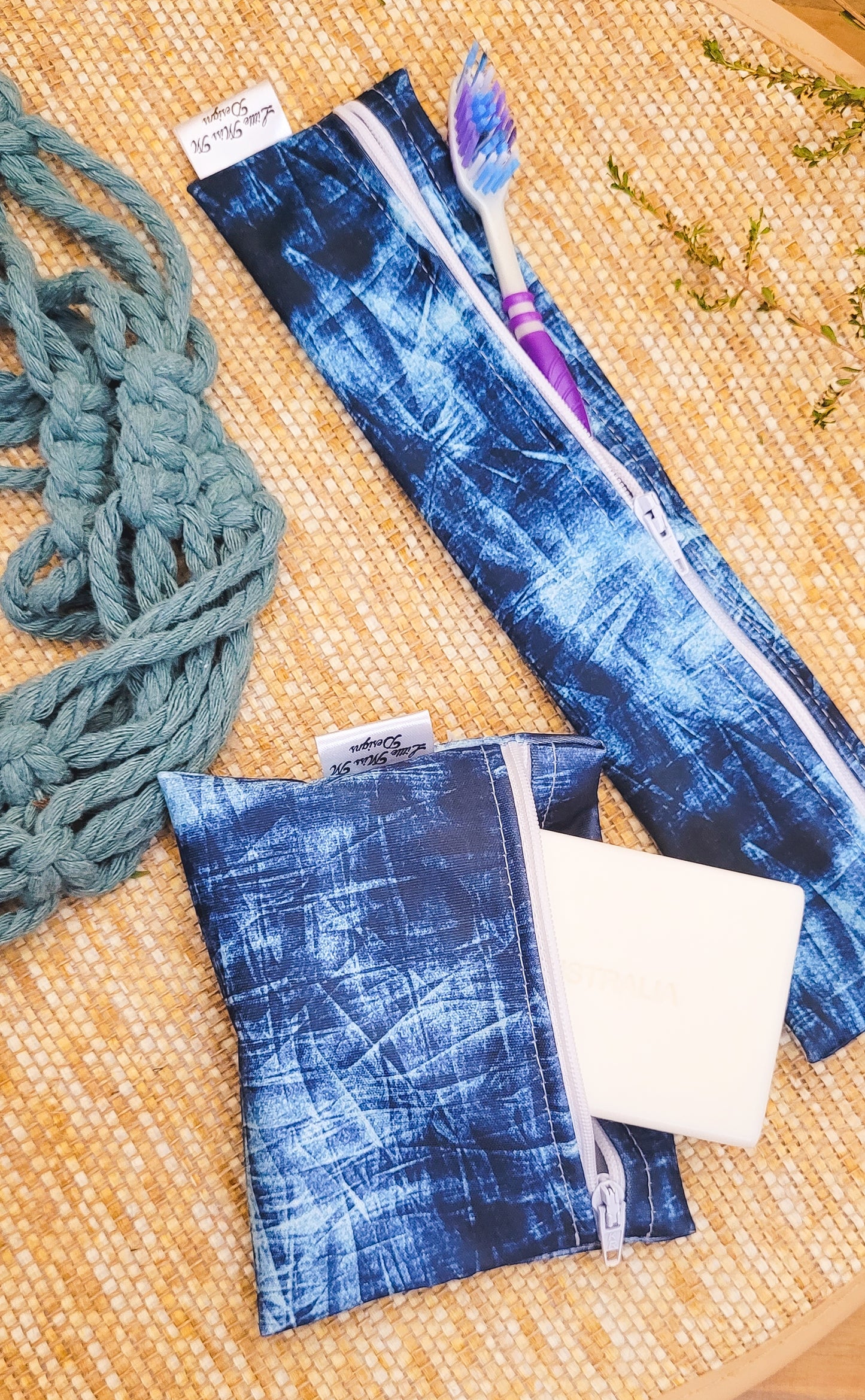 Denim Travel Soap & Toothbrush Pouch