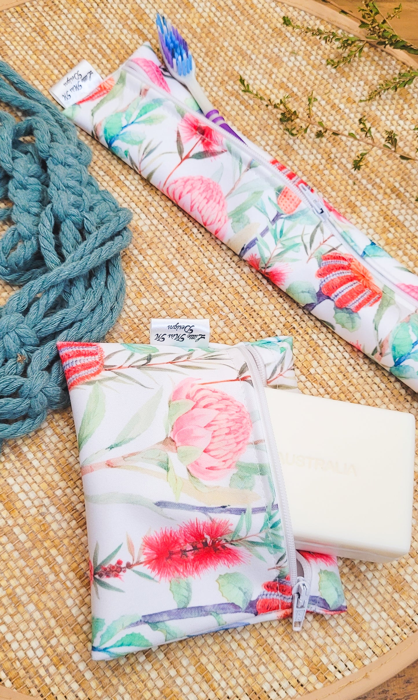 Cream Natives Travel Soap & Toothbrush Pouch