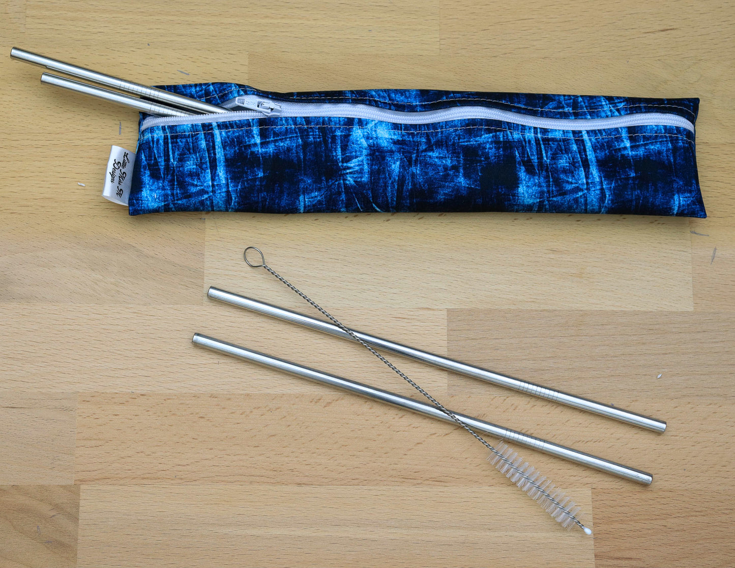 Denim Straw Pouch