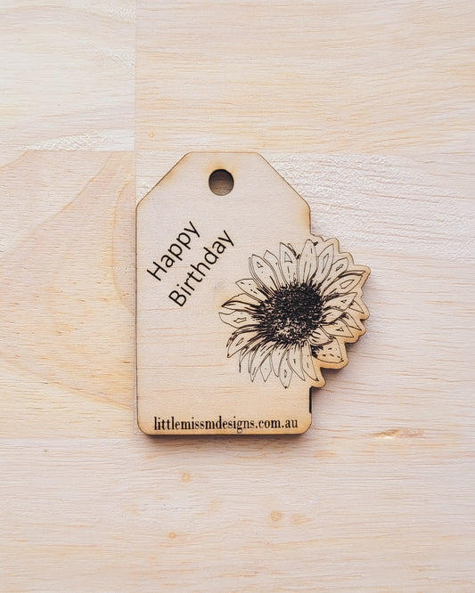 Sunflower Happy Birthday Reusable Gift Tags