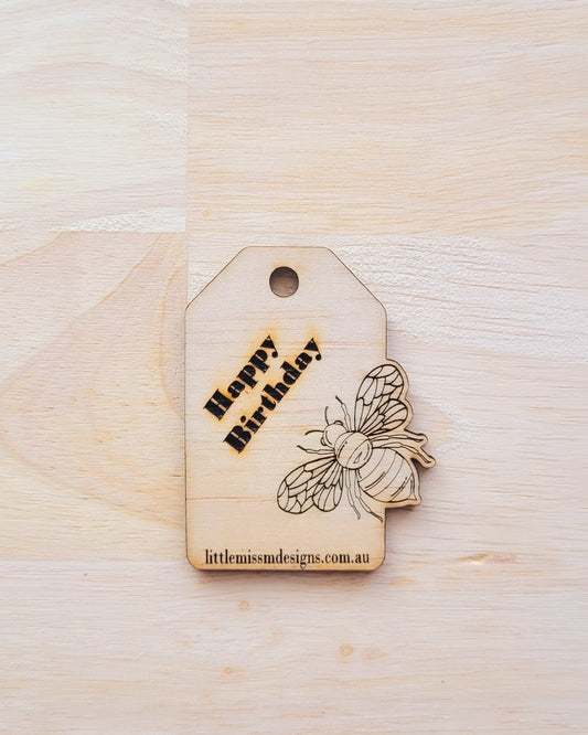Bee Happy Birthday Reusable Gift Tags