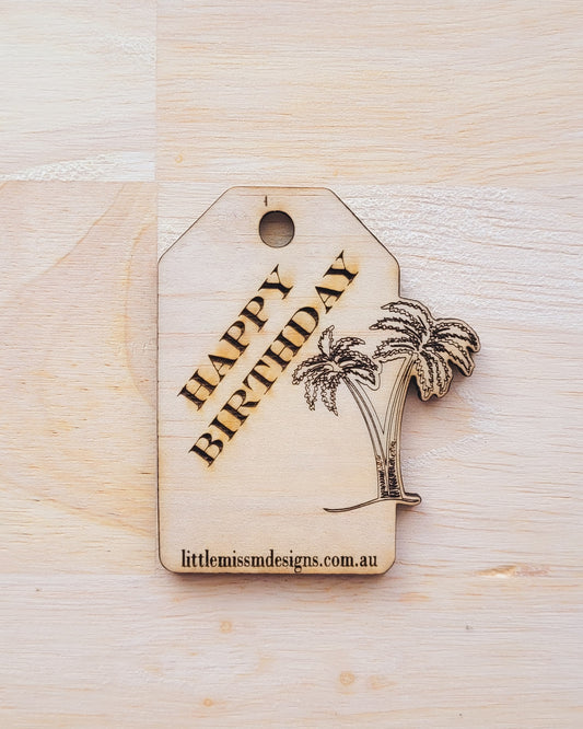 Palm Trees Happy Birthday Reusable Gift Tags